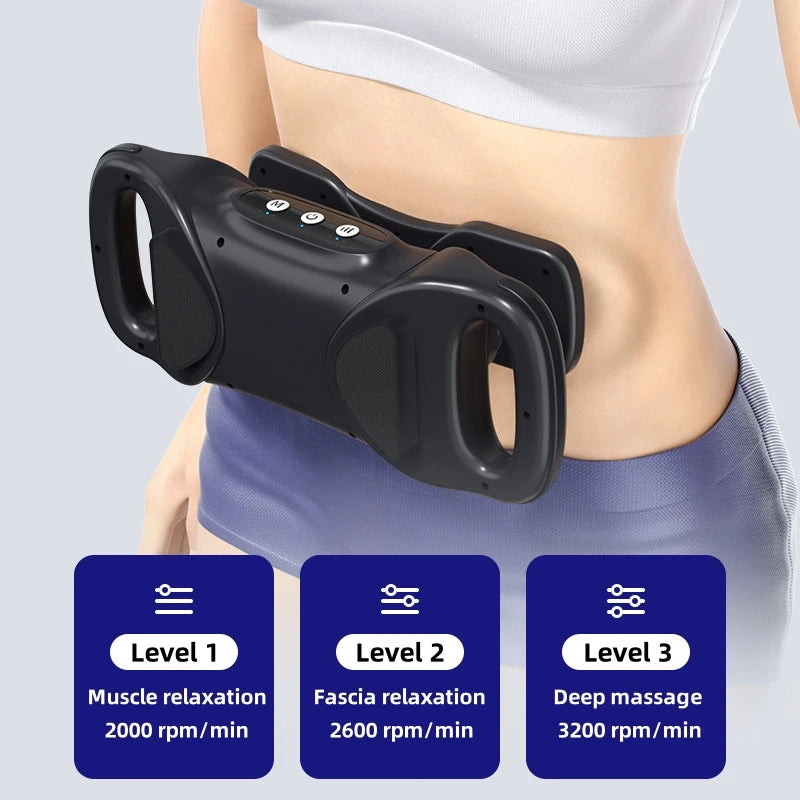 Black body massager with interchangeable attachment styles