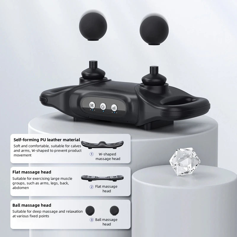 Black body massager with interchangeable attachment styles