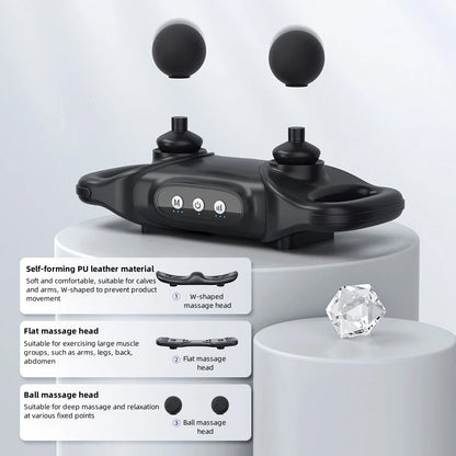 Black body massager with interchangeable attachment styles