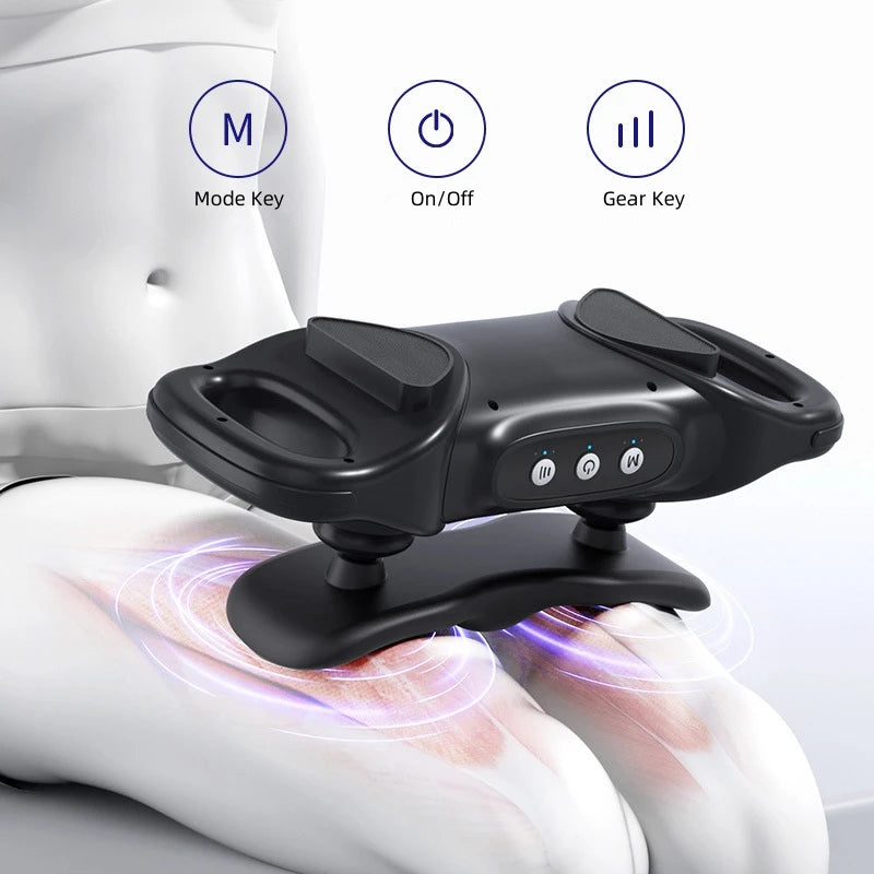 Black body massager with interchangeable attachment styles