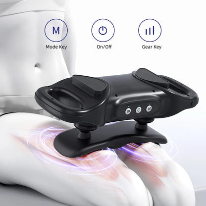 Black body massager with interchangeable attachment styles