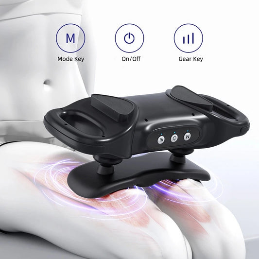 Black body massager with interchangeable attachment styles