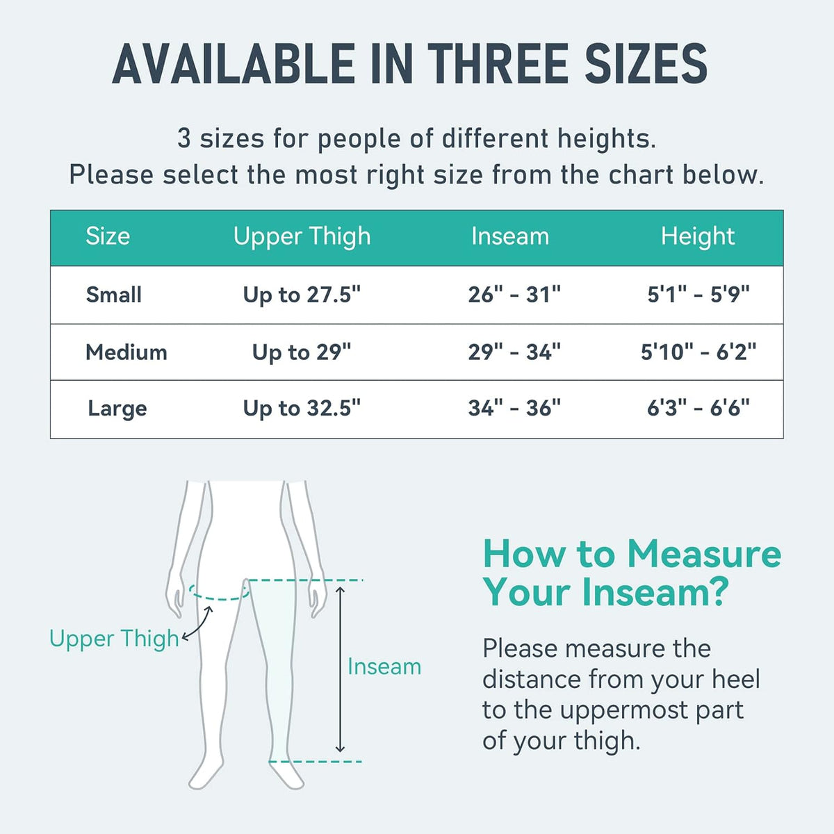 QUINEAR size guide for Small, Medium, and Large boots